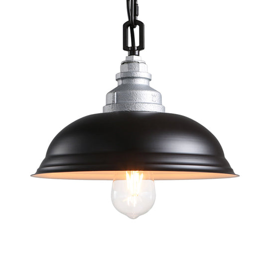 Industrial Bowl Shade Metal Suspension Lamp in Stylish Black - Perfect for Restaurants