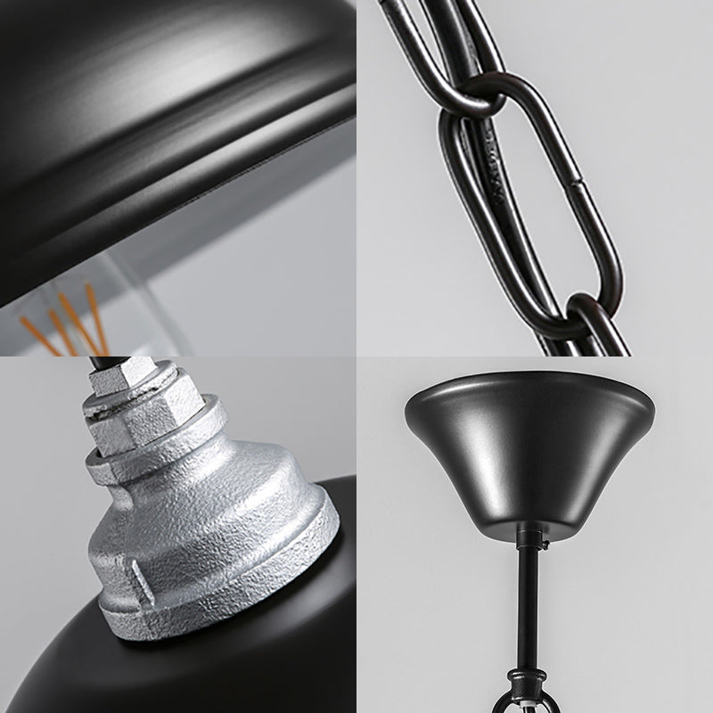 Industrial Bowl Shade Metal Suspension Lamp in Stylish Black - Perfect for Restaurants