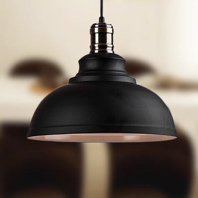 Industrial Style Metallic Pendant Ceiling Light - 12/14/16 Dia 1 Bowl Shade Black/White Inner