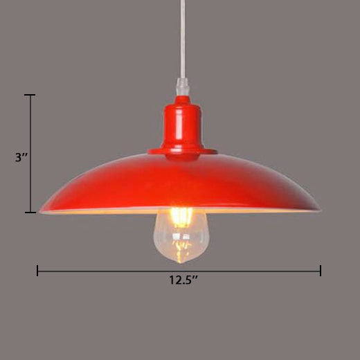 Vintage Metal Saucer Shade Pendant Ceiling Light: Green/Red, Stylish 1-Light Fixture for Table