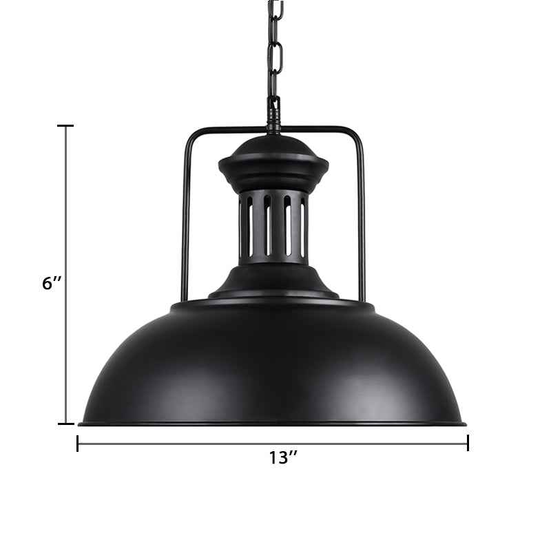 Retro Stylish Metal Pendant Lighting - 1 Bulb 13"/14"/16" Diameter Bowl - Black/White Inner/White