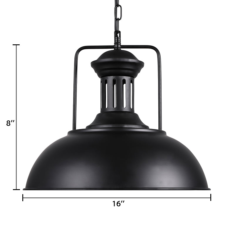 Retro Stylish Metal Pendant Lighting - 1 Bulb 13"/14"/16" Diameter Bowl - Black/White Inner/White