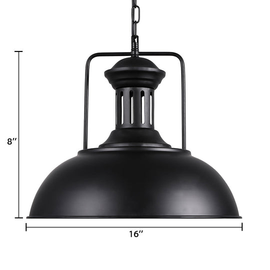 Retro Stylish Metal Pendant Lighting With 1 Bulb - Black/White Inner/White 13/14/16 Dia Bowl