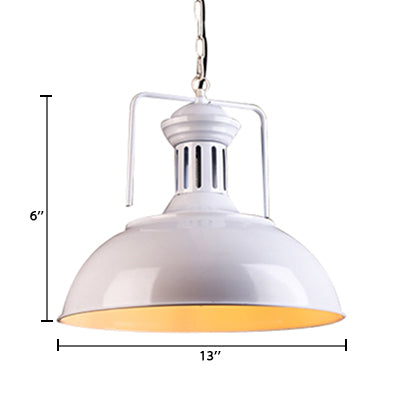 Retro Stylish Metal Pendant Lighting - 1 Bulb 13"/14"/16" Diameter Bowl - Black/White Inner/White