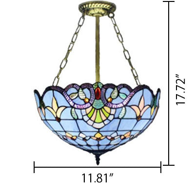 Victorian-Style Led Ceiling Light With Stained Glass Shade For Bedrooms