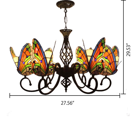 Tiffany Butterfly Chandelier: Exquisite Stained Glass Pendant Light for Dining Room