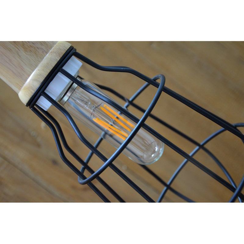 Rustic Lodge Metal Mini Caged Pendant Light for Coffee Shop - Black Finish