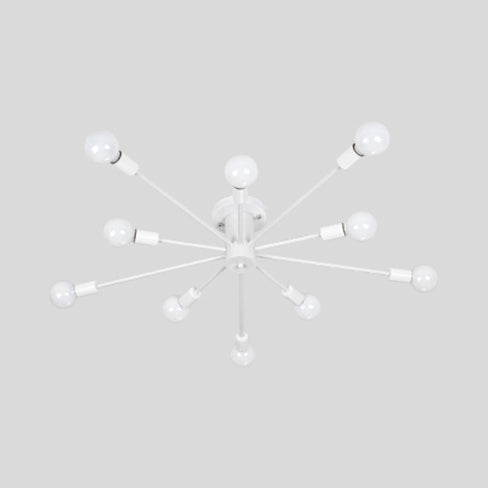 Nordic Metal Sputnik Flush Mount Ceiling Light - 5/10 Lights, White/Black Bedroom Semi Flush