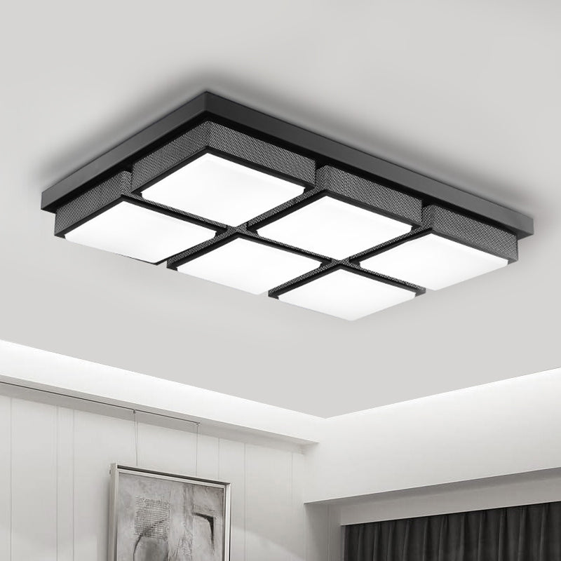 Modern Flush Mount Light with Acrylic Panels - Black/White, 6/9 Lights, Warm/White - Living Room Ceiling Lamp