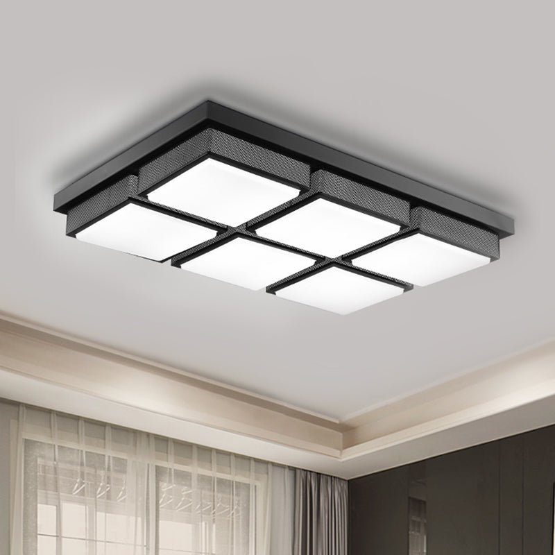 Modern Flush Mount Light with Acrylic Panels - Black/White, 6/9 Lights, Warm/White - Living Room Ceiling Lamp