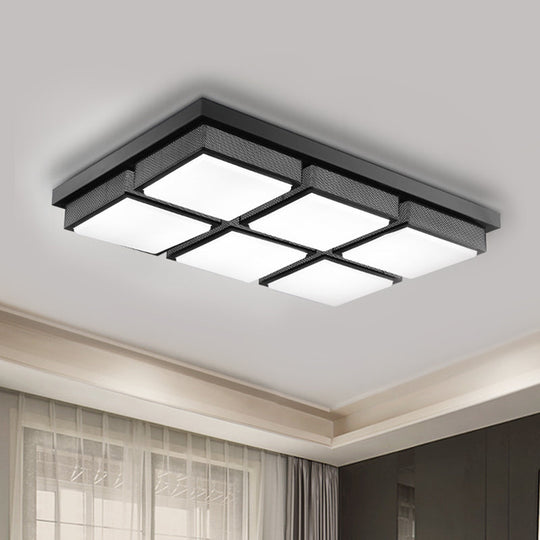 Modern Flush Mount Light with Acrylic Panels - Black/White, 6/9 Lights, Warm/White - Living Room Ceiling Lamp