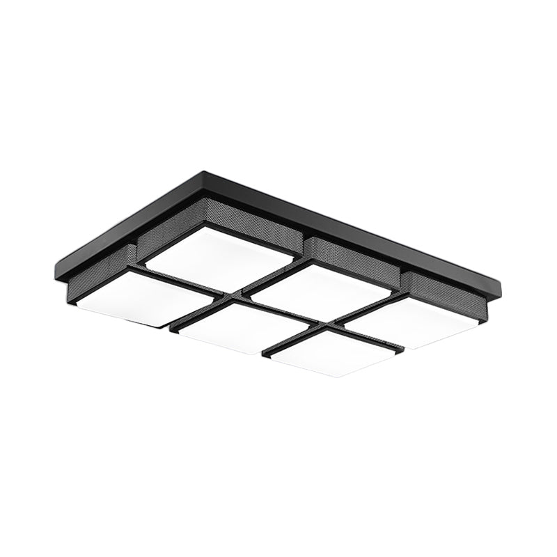 Modern Flush Mount Light with Acrylic Panels - Black/White, 6/9 Lights, Warm/White - Living Room Ceiling Lamp