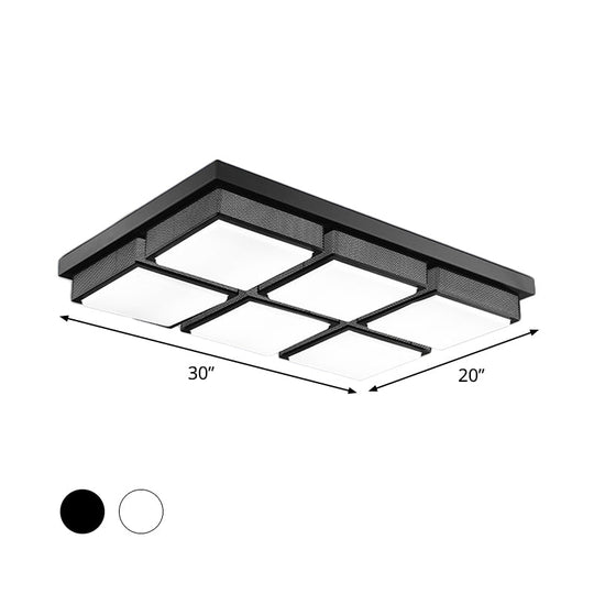 Modern Flush Mount Light with Acrylic Panels - Black/White, 6/9 Lights, Warm/White - Living Room Ceiling Lamp