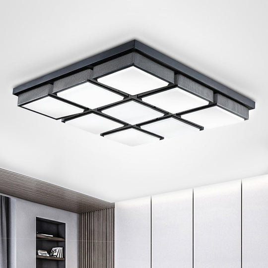 Modern Flush Mount Light with Acrylic Panels - Black/White, 6/9 Lights, Warm/White - Living Room Ceiling Lamp