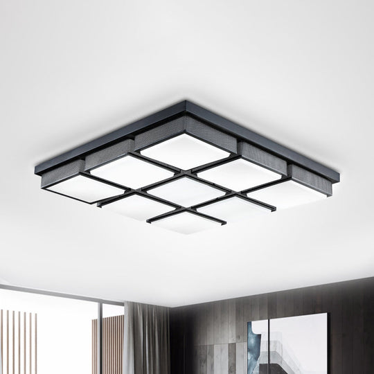 Modern Flush Mount Light with Acrylic Panels - Black/White, 6/9 Lights, Warm/White - Living Room Ceiling Lamp