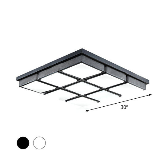 Modern Flush Mount Light with Acrylic Panels - Black/White, 6/9 Lights, Warm/White - Living Room Ceiling Lamp