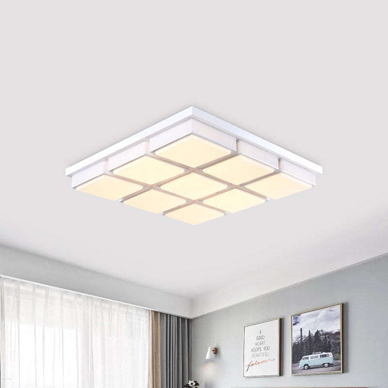 Modern Flush Mount Light with Acrylic Panels - Black/White, 6/9 Lights, Warm/White - Living Room Ceiling Lamp