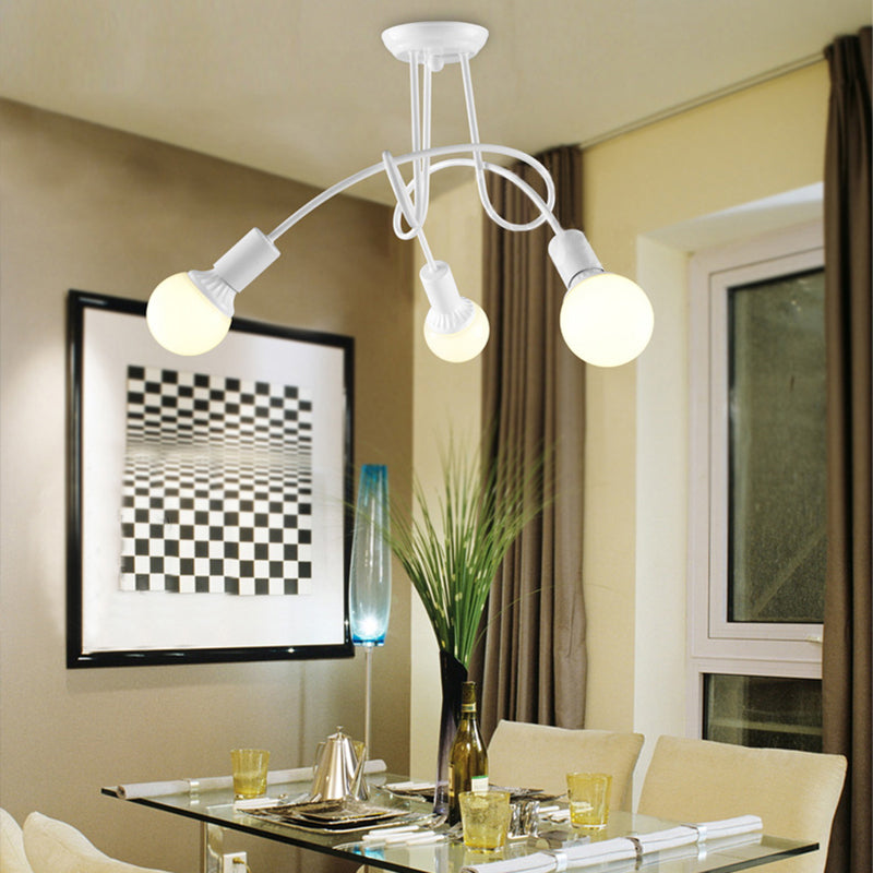 Contemporary Ceiling Light Fixture for Living Room - Spacious Semi Flush Mount with Stylish Metal Twist Arm