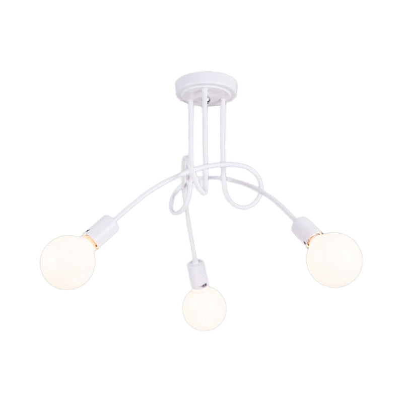 Contemporary Ceiling Light Fixture for Living Room - Spacious Semi Flush Mount with Stylish Metal Twist Arm