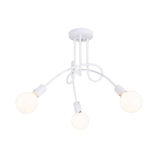 Contemporary Ceiling Light Fixture for Living Room - Spacious Semi Flush Mount with Stylish Metal Twist Arm