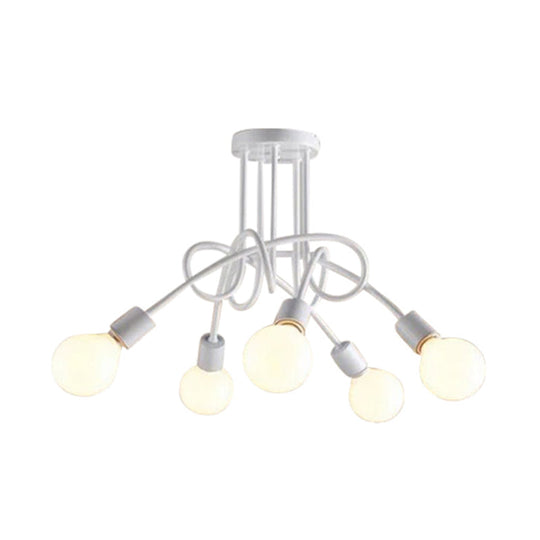 Contemporary Ceiling Light Fixture for Living Room - Spacious Semi Flush Mount with Stylish Metal Twist Arm