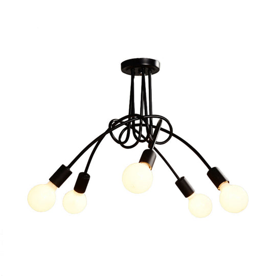 Contemporary Ceiling Light Fixture for Living Room - Spacious Semi Flush Mount with Stylish Metal Twist Arm