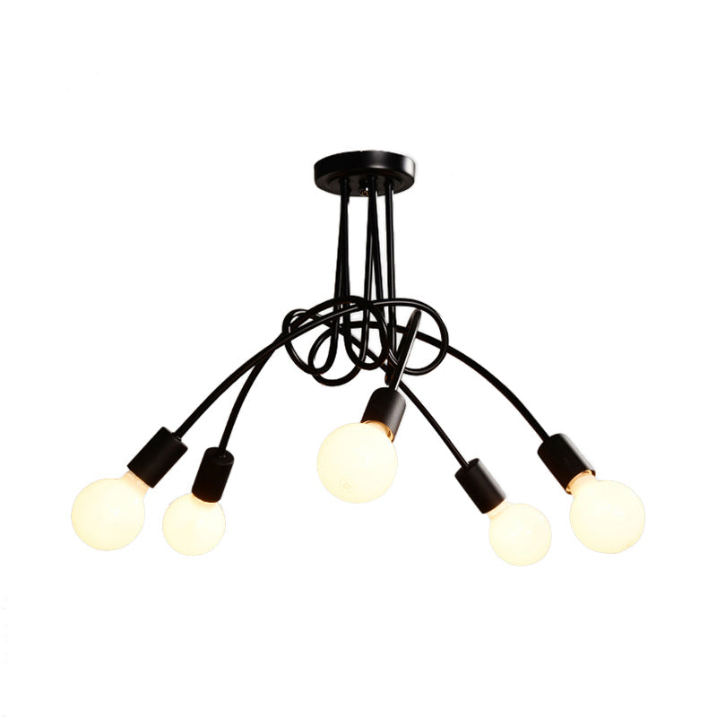 Contemporary Ceiling Light Fixture For Living Room - Spacious Semi Flush Mount With Stylish Metal