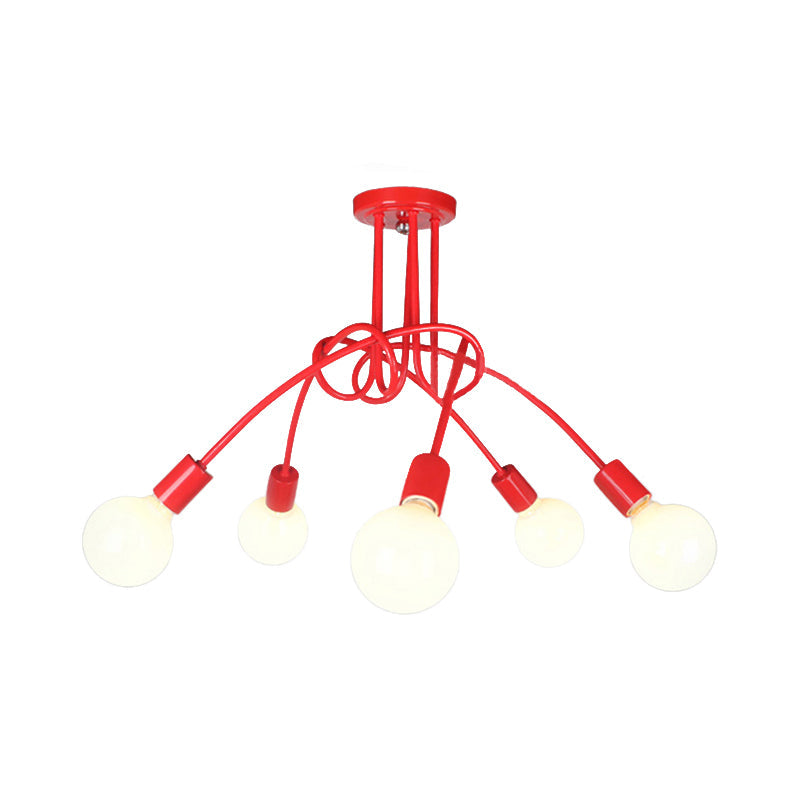 Contemporary Ceiling Light Fixture for Living Room - Spacious Semi Flush Mount with Stylish Metal Twist Arm