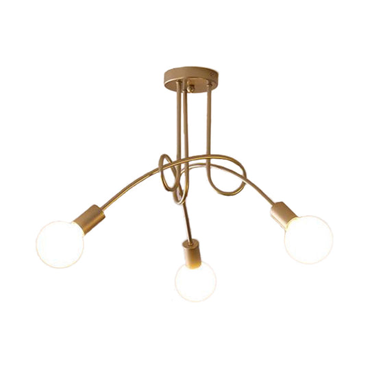 Contemporary Ceiling Light Fixture for Living Room - Spacious Semi Flush Mount with Stylish Metal Twist Arm