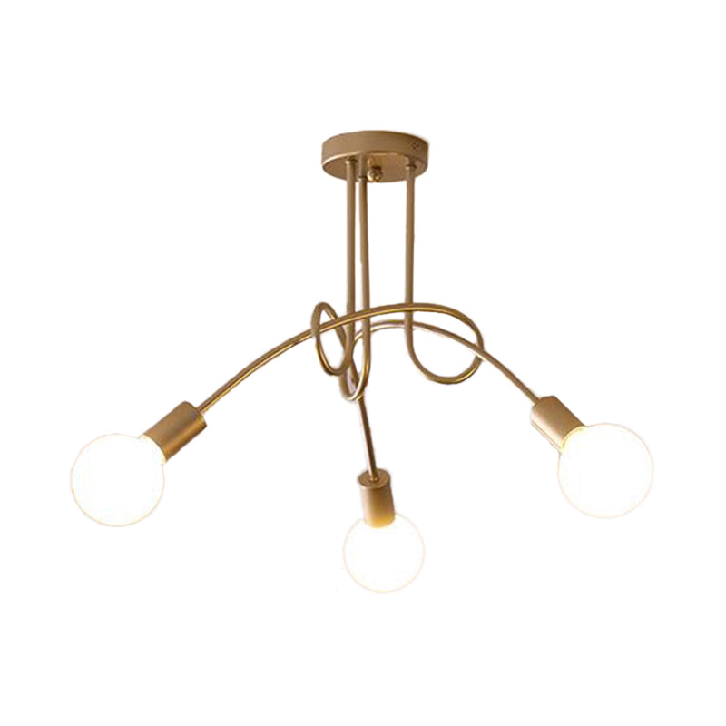 Contemporary Ceiling Light Fixture For Living Room - Spacious Semi Flush Mount With Stylish Metal