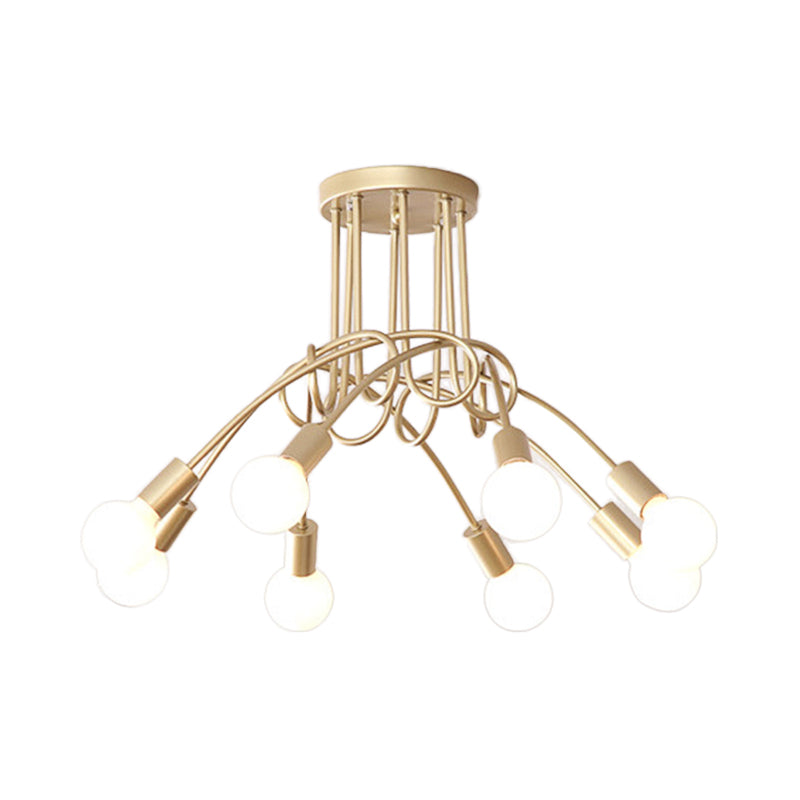 Contemporary Ceiling Light Fixture for Living Room - Spacious Semi Flush Mount with Stylish Metal Twist Arm