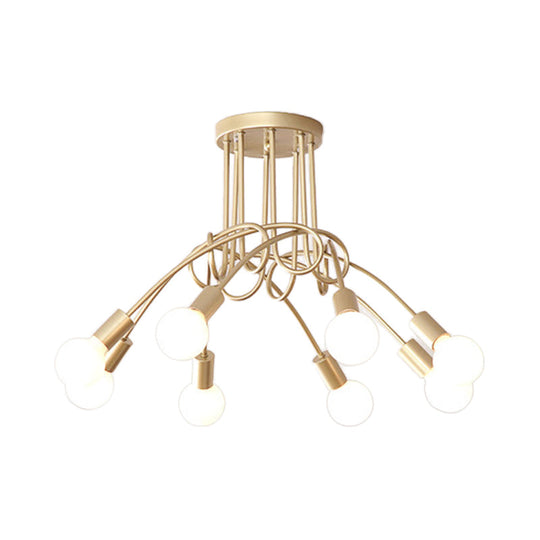 Contemporary Ceiling Light Fixture for Living Room - Spacious Semi Flush Mount with Stylish Metal Twist Arm