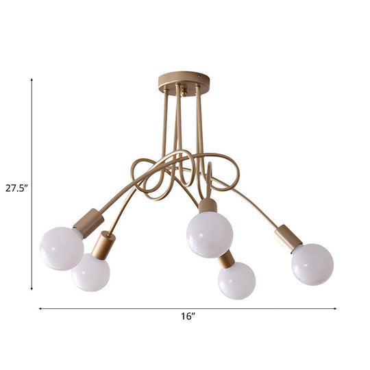 Contemporary Ceiling Light Fixture for Living Room - Spacious Semi Flush Mount with Stylish Metal Twist Arm