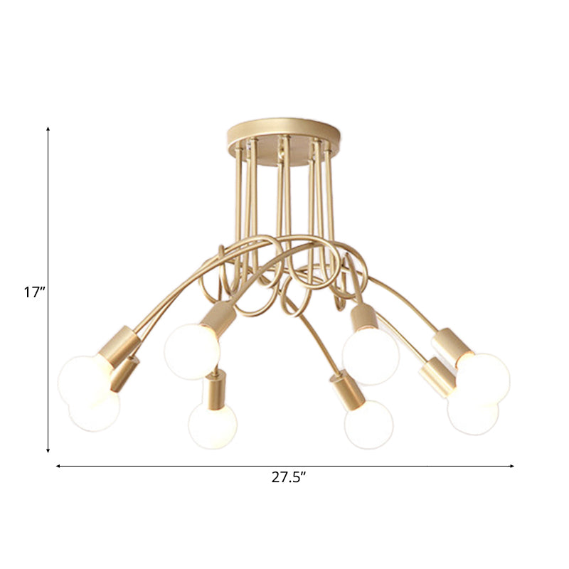 Contemporary Ceiling Light Fixture for Living Room - Spacious Semi Flush Mount with Stylish Metal Twist Arm