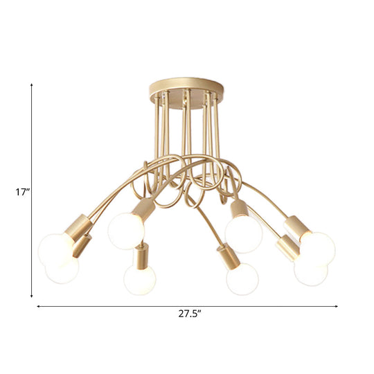 Contemporary Ceiling Light Fixture for Living Room - Spacious Semi Flush Mount with Stylish Metal Twist Arm