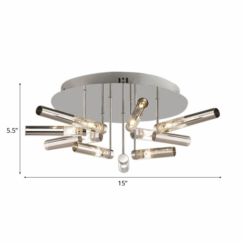 Stylish Sputnik Semi-Flush Light W/ Nine Or Twenty-One Stainless Steel Lights - Ideal For Dining