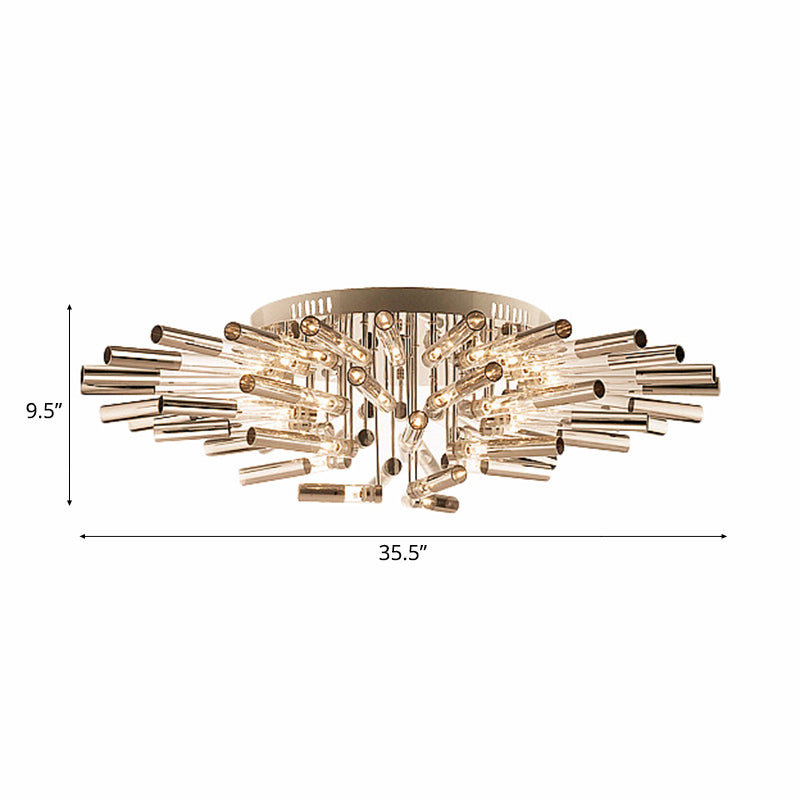 Stylish Sputnik Semi-Flush Light W/ Nine Or Twenty-One Stainless Steel Lights - Ideal For Dining