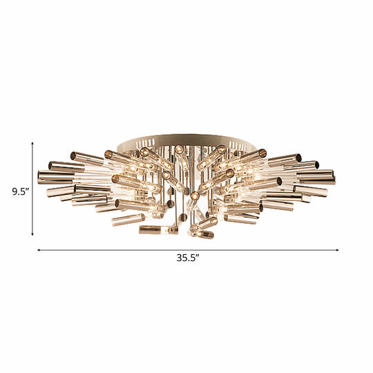 Stylish Sputnik Semi-Flush Light W/ Nine Or Twenty-One Stainless Steel Lights - Ideal For Dining