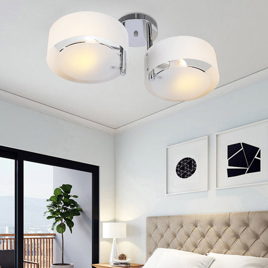 Semi Flush Ceiling Light Fixture - Stunning Drum Acrylic Shade - 1/2/3 Lights - Modern Silver Design for Living Room