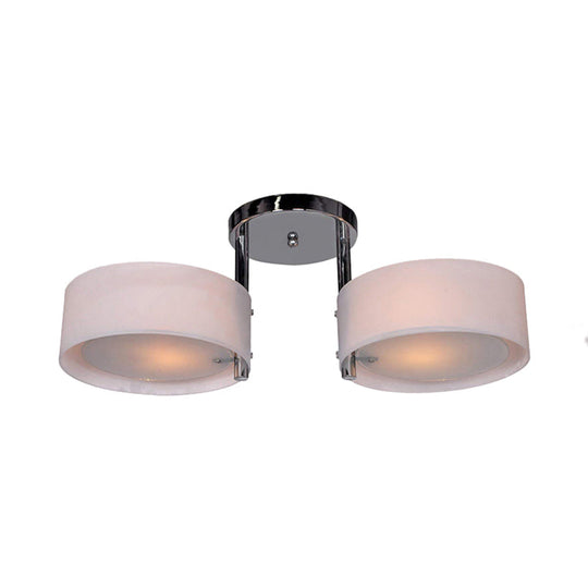 Semi Flush Ceiling Light Fixture - Stunning Drum Acrylic Shade - 1/2/3 Lights - Modern Silver Design for Living Room