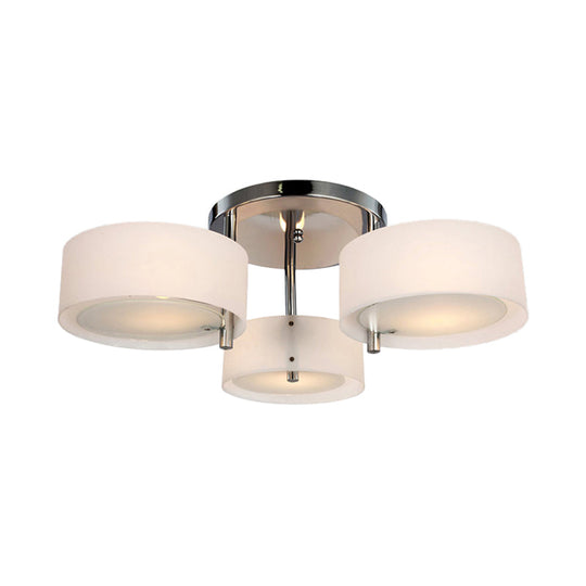 Semi Flush Ceiling Light Fixture - Stunning Drum Acrylic Shade 1/2/3 Lights Modern Silver Design For