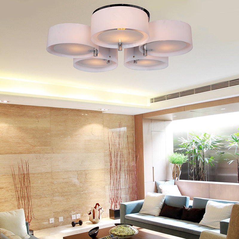 Semi Flush Ceiling Light Fixture - Stunning Drum Acrylic Shade - 1/2/3 Lights - Modern Silver Design for Living Room