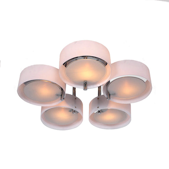 Semi Flush Ceiling Light Fixture - Stunning Drum Acrylic Shade - 1/2/3 Lights - Modern Silver Design for Living Room