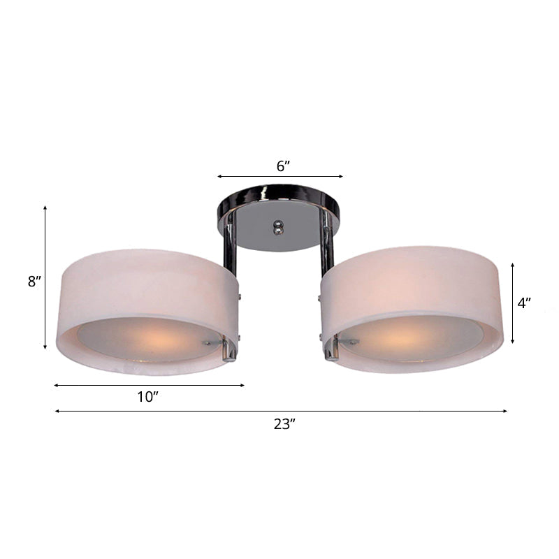 Semi Flush Ceiling Light Fixture - Stunning Drum Acrylic Shade - 1/2/3 Lights - Modern Silver Design for Living Room