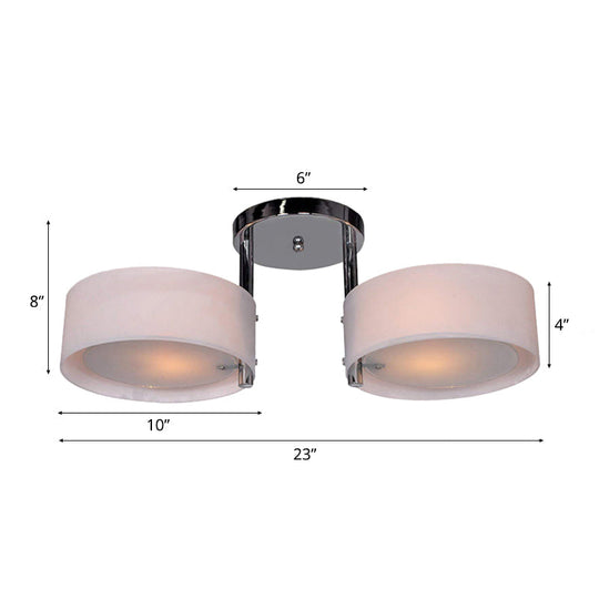 Semi Flush Ceiling Light Fixture - Stunning Drum Acrylic Shade - 1/2/3 Lights - Modern Silver Design for Living Room