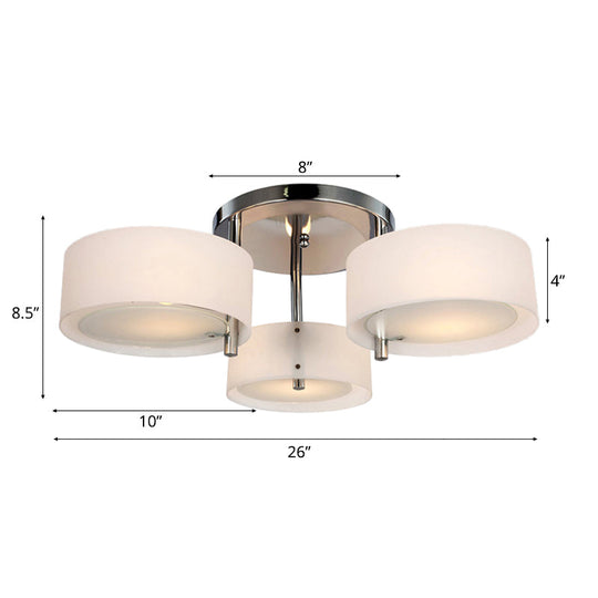 Semi Flush Ceiling Light Fixture - Stunning Drum Acrylic Shade - 1/2/3 Lights - Modern Silver Design for Living Room