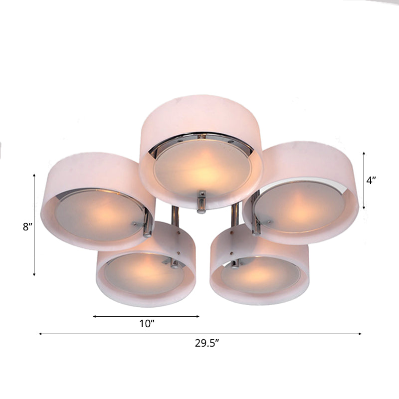 Semi Flush Ceiling Light Fixture - Stunning Drum Acrylic Shade - 1/2/3 Lights - Modern Silver Design for Living Room