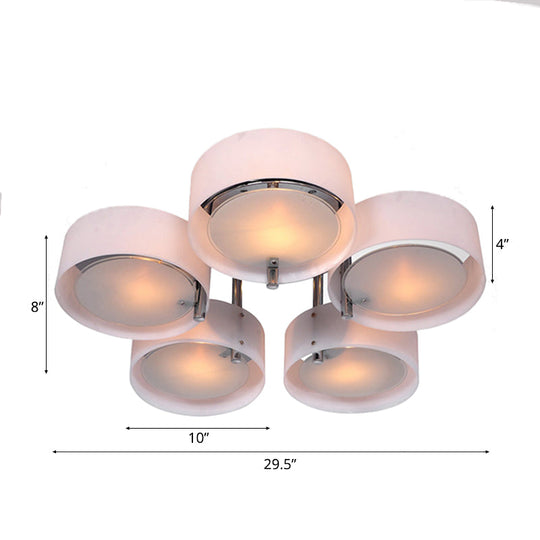 Semi Flush Ceiling Light Fixture - Stunning Drum Acrylic Shade - 1/2/3 Lights - Modern Silver Design for Living Room