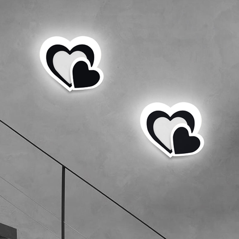 Loving Heart Sconce Lighting: Nordic Acrylic Led Wall Lamp Fixture - Black Perfect For Living Room