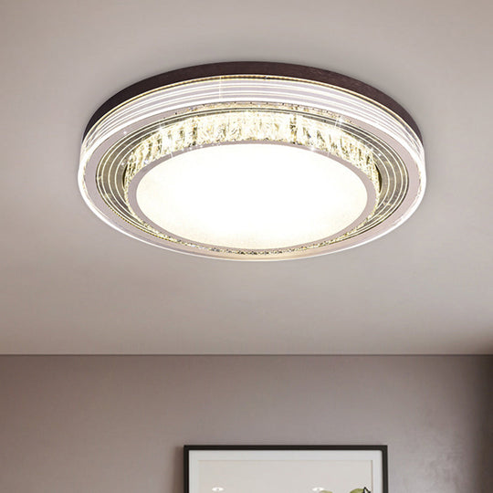 Minimalist LED Flush Mount Ceiling Lamp - Clear Crystal Circular Flush Light Fixture for Bedroom